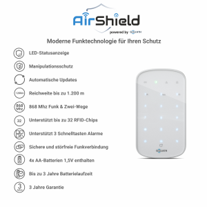GOLIATH Basic Alarm | KeyPad | LED-Statusanzeige | Passwort oder RFID | Weiß | KeyPad