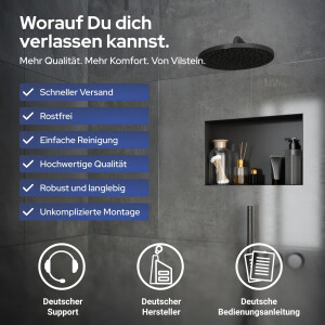 VILSTEIN | Duschnische  | Unterputz | Wandnische | Randloses Duschregal mit Ablage