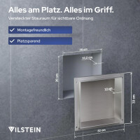 VILSTEIN | Duschnische  | Unterputz | Wandnische | Randloses Duschregal mit Ablage