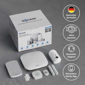 GOLIATH Basic Alarm | AlarmZentrale | BewegungsKamera | TürKontakt | KeyPad | FernBedienung | InnenSirene | StarterSet