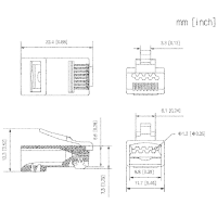 RJ45 Stecker | Netzwerkstecker |vergoldete Messingkontakte | Für AWG21–23 Kabel | 100 Stück