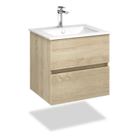 Badmöbel, Waschtisch hängend, weiß, dunkelbraun und hellbraun