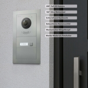 GOLIATH PRO 2-Draht BUS Video Türsprechanlage | App | 1 Familie | 3x7 Zoll Schwarz | 180°