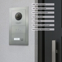 GOLIATH Hybrid 2-Draht BUS Videotürsprechanlage | App | 1 Familie | 3x7 Zoll Schwarz | 180°