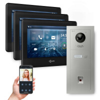 GOLIATH PRO 2-Draht BUS Videosprechanlage | App | 1 Fam. | 3x7" Schwarz | Fingerprint |180°