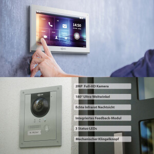 GOLIATH PRO IP Video Türsprechanlage | App | Silber | 1-Familienhaus | 10 Zoll | Unterputz | 180°