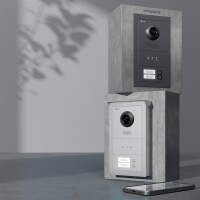 GOLIATH Basic 2-Draht BUS Türsprechanlage | FullHD | App | 150° | 2 Fam | Silber/Weiß | Unterputz