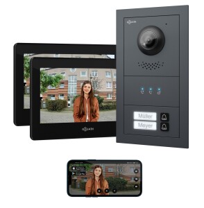 GOLIATH Basic 2-Draht BUS Türsprechanlage | FullHD | App | 150° | 2 Fam | Anthrazit/Schwarz | Unterputz