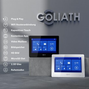 GOLIATH Basic 2-Draht BUS Türsprechanlage | FullHD | App | 150° | 2 Fam | Anthrazit/Schwarz | Unterputz