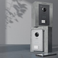 GOLIATH Basic 2-Draht BUS Türsprechanlage | FullHD | App | 150° | 2 Fam | Anthrazit/Schwarz | Unterputz