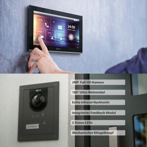 GOLIATH PRO IP Video Türsprechanlage | App | Anthrazit | 1-Familie | 10 Zoll | Unterputz | 180°