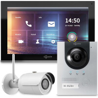 GOLIATH Hybrid IP Video Türsprechanlage | App | Silber | 1-Familie | 10 Zoll | Unterputz | 180 Grad