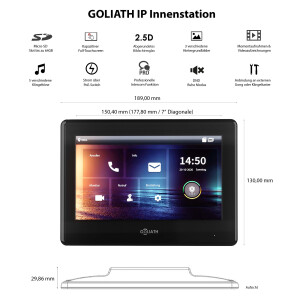 GOLIATH Hybrid IP Video Türsprechanlage mit App | Anthrazit | 1-Familie | 7 Zoll | Aufputz | 180°