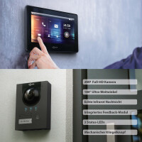 GOLIATH Hybrid IP Video Türsprechanlage mit App | Anthrazit | 1-Familien | 7 Zoll | Aufputz | 180°