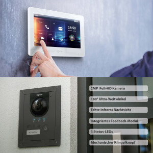 GOLIATH PRO IP Videotürsprechanlage | App | Anthrazit | 1-Familie | 2x 7 Zoll | Unterputz | 180°