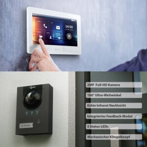 GOLIATH PRO IP Video Sprechanlage | App | Anthrazit | 1-Familie | 2x 7 Zoll | Aufputz | 180 Grad