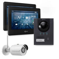 GOLIATH Hybrid IP Türsprechanlage | App | Anthrazit | 1-Familie | 2x 7 Zoll | Aufputz | 180° Winkel