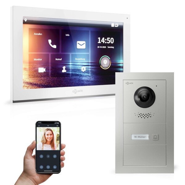 GOLIATH PRO IP Video Türsprechanlage mit App | 1-Familie | 10 Zoll HD | Unterputz | 180° Kamera