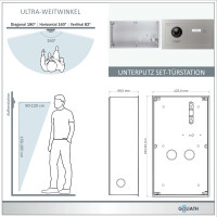 GOLIATH Hybrid IP Video Türsprechanlage mit App | 1-Familie | 10 Zoll | Horizontal Unterputz | 180°