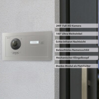 GOLIATH Hybrid IP Videotürsprechanlage mit App | 1-Familie | 10 Zoll | Horizontal Unterputz | 180°