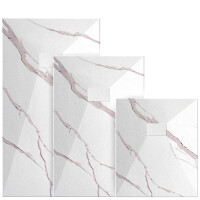 VILSTEIN Duschwanne 90x90 cm Marmor – Flache Duschtasse, Duschwanne in Steinoptik, Marmoroptik, rutschhemmend, bodengleich, zuschneidbar [optional mit Siphon & Edelstahl Abdeckung]