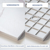 VILSTEIN Duschwanne 90x90 cm Marmor – Flache Duschtasse, Duschwanne in Steinoptik, Marmoroptik, rutschhemmend, bodengleich, zuschneidbar [optional mit Siphon & Edelstahl Abdeckung]