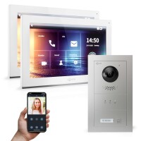 GOLIATH PRO IP Video Türsprechanlage | App | 1-Familie | 2x 10 Zoll HD | Unterputz | 180° Kamera