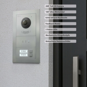 GOLIATH PRO IP Video-Türsprechanlage | App | 2-Familien | 2x 10 Zoll HD | Unterputz | 180 Grad