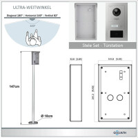 GOLIATH Hybrid IP Türsprechanlage | App | Stele | 1x7 Zoll Weiß | RFID | 180°