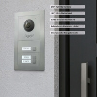 GOLIATH PRO 2-Draht BUS Video-Türsprechanlage | App | 3 Familien | 3x7 Zoll Weiß | 180°