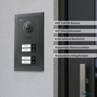 GOLIATH PRO 2-Draht BUS Türsprechanlage | App | 4 Fam | 4x7 Zoll Schwarz | 180°