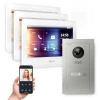 GOLIATH PRO IP Videotürsprechanlage | App | 1-Familie | 3x 7 Zoll HD | Unterputz | 180° Kamera