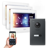 GOLIATH PRO 2-Draht BUS Video Sprechanlage mit App | 1 Familie | 3x7 Zoll Weiß| 180°