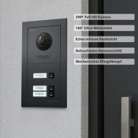 GOLIATH PRO 2-Draht BUS Video Türsprechanlage | Anthrazit | 3 Fam | 3x7 Zoll Schwarz | 180°