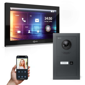 GOLIATH PRO IP Videotürsprechanlage mit App | Anthrazit | 1-Familie | 10" | Unterputz | 180°