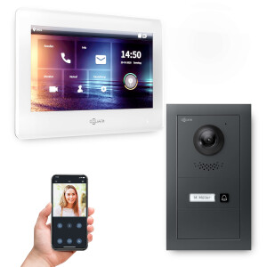GOLIATH PRO IP Videotürsprechanlage mit App | Anthrazit | 1-Familie | 7"| Unterputz | 180°