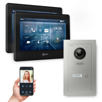 GOLIATH PRO 2-Draht BUS Videotürsprechanlage mit App | 1 Familie | Aufputz  | 7" Schwarz| 180°