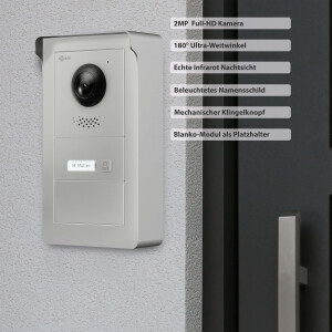 GOLIATH PRO IP Video Sprechanlage mit App | 1-Familie | 3x 10 Zoll HD | Aufputz | 180° Kamera