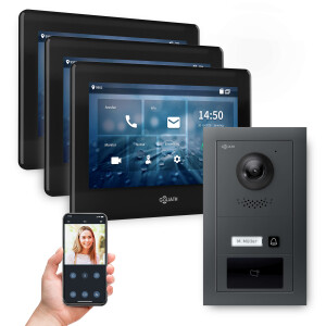 GOLIATH Hybrid 2-Draht BUS Sprechanlage | Anthrazit | 1 Fam | 3x7 Zoll Schwarz | RFID | 180°