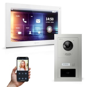GOLIATH PRO IP Türsprechanlage | App | 1-Familien | 10 Zoll HD | RFID | Unterputz | 180 Grad