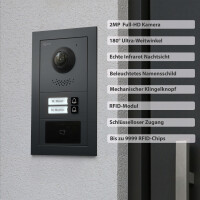 GOLIATH PRO IP Türsprechanlage mit Anthrazit | 2-Fam | 2x 10" HD | RFID | Unterputz | 180 Grad