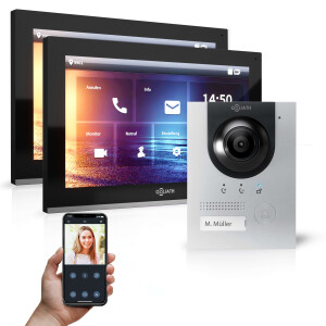 GOLIATH Hybrid IP Gegensprechanlage | App | Silber | 1-Familienhaus | 2x 10 Zoll | Aufputz | 180°