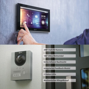 GOLIATH Hybrid IP Gegensprechanlage | App | Silber | 1-Familienhaus | 2x 10 Zoll | Aufputz | 180°