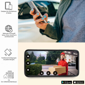 GOLIATH Hybrid IP Gegensprechanlage | App | 1-Familien | 2x 10 Zoll HD | RFID | Unterputz | 180 Grad