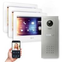 GOLIATH PRO 2-Draht BUS Video Türsprechanlage | App | 1 Fam. | 3x7 Zoll Weiß | Keypad |180°