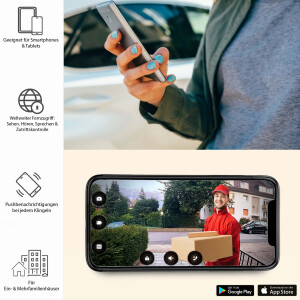 GOLIATH Hybrid IP Videotürsprechanlage | App | 1 Familienhaus | 3x 10 Zoll HD | Keypad | 180° Kamera