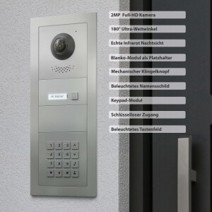 GOLIATH Hybrid IP Videotürsprechanlage | App | 1 Familienhaus | 3x 10 Zoll HD | Keypad | 180° Kamera