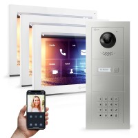 GOLIATH Hybrid IP Videotürsprechanlage | App | 1 Familienhaus | 3x 10 Zoll HD | Keypad | 180° Kamera