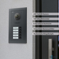 GOLIATH PRO 2-Draht BUS Türsprechanlage | App | 5 Fam | 5x7 Zoll Weiß | 180°