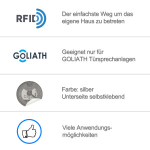 RFID Chip Sticker Aufkleber Selbstklebend für GOLIATH RFID Außenstationen, rund 23 mm, weiß
